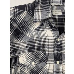 Culturata‎ Tailored Fit Plaid Western Flannel Pearl Snap Shirt Italy 15/38 Med